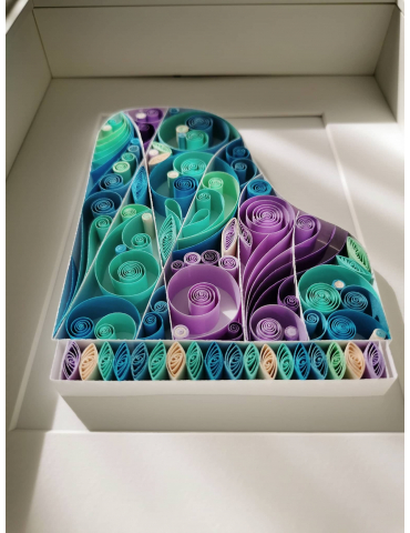 Piano en quilling - Art mural en papier - Cadeau de musicien pianiste, cadeau déco murale salon bureau - Couleur : Turquoise, bl